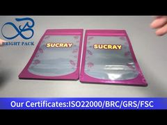 roze aluminiumfolie staande ritssluiting zak met transparant venster