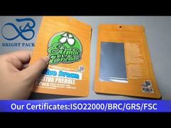 oranje kinderbestendige zak met ziplock met helder raam