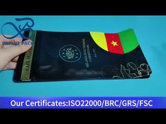 Zwartgoud gestempelde, achtzijdig verzegelde koffiezak met klep