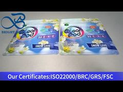 blauwe opstaande hersluitbare plastic zak voor wasmiddelpod