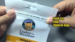 gele plastic verpakkingstas met ritssluiting voor kattenvoer