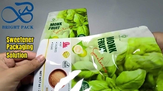 groene voedselverpakkingszak met ritssluiting voor gouden zoetstof van monniksfruit
