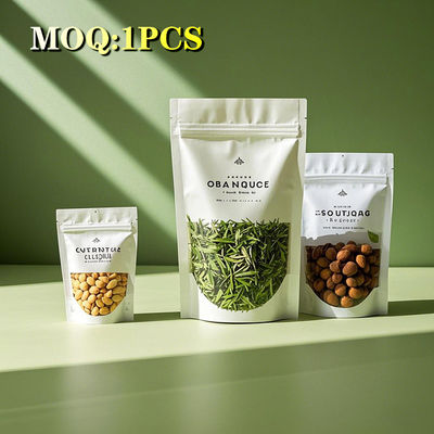 Op maat gedrukt Eco biologisch afbreekbaar vochtbestendige zak Kraft papier papier herbruikbaar thee koffie stand-up tassen met rits