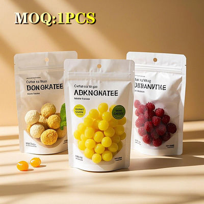 Op maat gedrukt warmteverzegeld koekje Snack Stand Up Pouch met Zip Plastic Verpakking Aluminiumfolie Voedsel Droog fruit zak