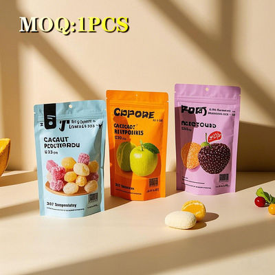Fabrikant Op maat gedrukt herbruikbare kleurrijke plastic verpakking Fruit Snack Candy Glossy Stand Up Mylar Bags Met Zipper