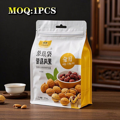 Kleurrijke achtzijdige afdichting Aluminiumfolie Vierkante bodemzakken voor snack thee snoep Mylar zakken Aanpassing