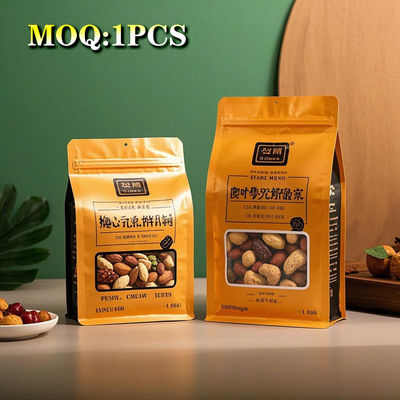 Op maat gemaakte 2,5 kg achtzijdig verzegeld noten voedsel verpakking rits zak aluminium geplatte platte bodem rits zak voor snack voedsel verpakking