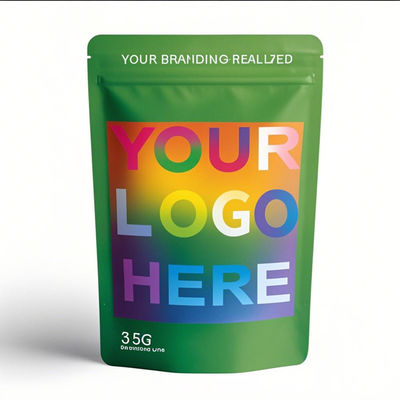 Groothandel Op Maat Bedrukte Mylar Geurvrije 3,5g 7g 14g 28g Voedsel Stand-Up Zakje Ritssluiting Plastic Laser Tereo 3,5g Zakjes Met Venster