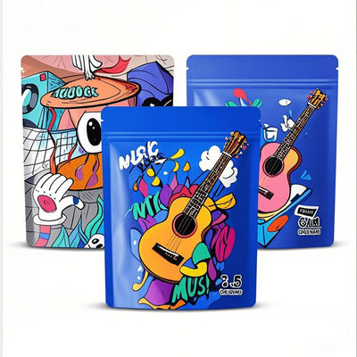 Op maat gedrukte 3,5 g aluminiumfolie Mylar Stand Up Pockets Geurbestendige Hervergrendelbare Ziplock Food Packaging Bags Die-cut Design