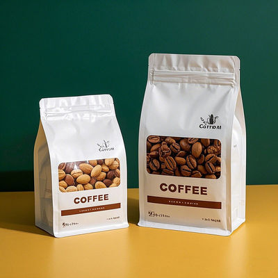 Eight Side Sealing Flat Bottom Bag Durable Leakproof Packaging - Custom Printed Food Grade Stand Up Pouch for Coffee/Nuts/Powders 