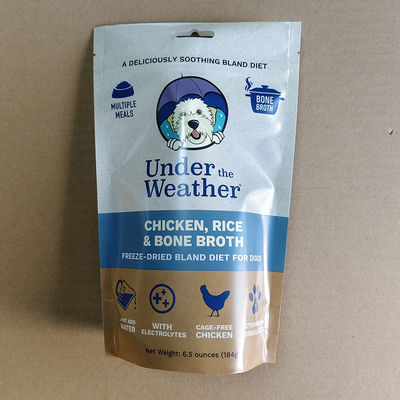 Op maat gemaakte opstaande zak milieuvriendelijk hervergrendelbaar voor koffie huisdiervoedsel cosmetica 100g 500g 1kg