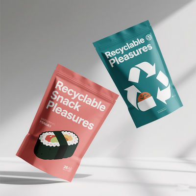 GRS-gecertificeerde gerecyclede Mylar-zakken. 30% PCR-inhoud en koolstofneutrale productie.