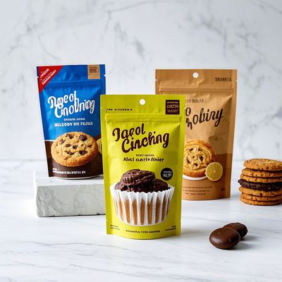 Op maat gedrukte aluminium folie zakjes Doypack geurbestendige voedselkwaliteit plastic koekjes Stand Up Zipper Mylar zakken