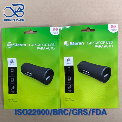 Op maat bedrukte USB-datakabel verpakkingszak, 3-zijdige seal ritssluiting