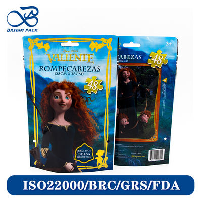 Gepersonaliseerd cartoon patroon stand-up ritszakken voor speelgoed verpakking met biologisch afbreekbare Mylar en niet-giftige materialen.