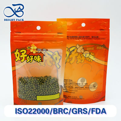 Lichte en herbruikbare opstaande zakken met transparante ramen voor voedselverpakkingen met aanpasbare drukwerk.