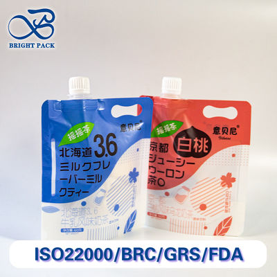 Voedsel-kwaliteit spoutzakjes met handvaten voor drank verpakking functie recycleerbaar en lekbestendig.