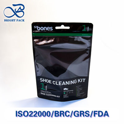 Premium stand-up zakken met transparant venster voor schoenreinigingskits verpakking met aangepaste glanzende afwerking en kosteneffectief.