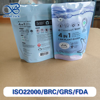 Standaard Kleur Pantone Staande Zakken Voor Wasmiddel Pods Verpakking Eigenschap Vochtbestendig Lekvrij.