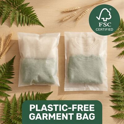 Plastic gratis luxe pergamijntas voor mode Recyclebare kledingverpakking Herbruikbaar Eco-kledingzakje voor gecertificeerd vetbestendig