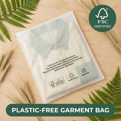 Plasticvrije luxe glaspapieren zak voor kleding bont biologisch afbreekbaar kledingverpakking EU-conform kledingzak groothandel OEM