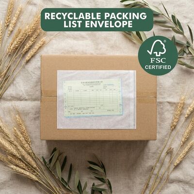 Biologisch afbreekbaar plasticvrij papier Verpakkingslijst Enveloppe Zelfklevende factuur Tas Verzendetiket Portemonnee FSC gecertificeerd