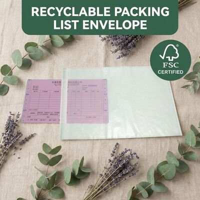 Glas factuur ingesloten zak Plastic-vrij. Biologisch afbreekbaar, milieuvriendelijk, FSC gecertificeerd, recycleerbaar, verpakkingslijst, enveloppe op maat
