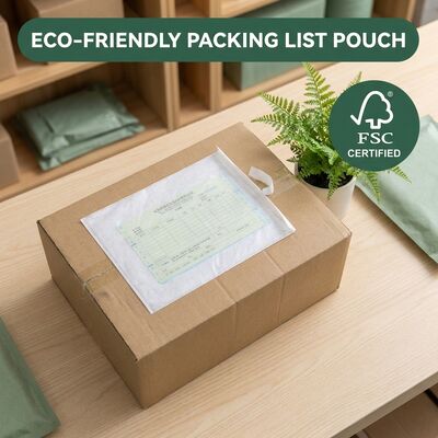 Eco-vriendelijke verpakkingslijst Enveloppe Recycleerbaar papier Document Samengevoegd zelfklevend verzendetiket Tas