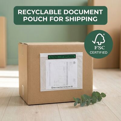 Verpakkingslijst voor recycling Enveloppe Papierdocument Bijgevoegd Kunststofvrij zelfklevend verzendetiket FSC zak