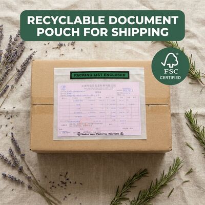 Biologisch afbreekbare verpakkingslijst Envelop composteerbaar papierdocument Bijgevoegd zelfklevend verzendetiket zak