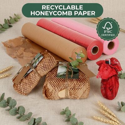 50cm & 30cm Eco-vriendelijk gerecycleerd Kraft honingraat papier rollen Verpakkingspapier Kussenpapier voor verzending